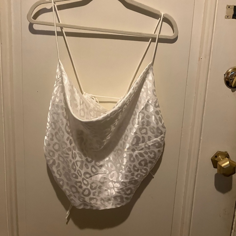 SHEIN white leopard print tie tank - SZ 2X